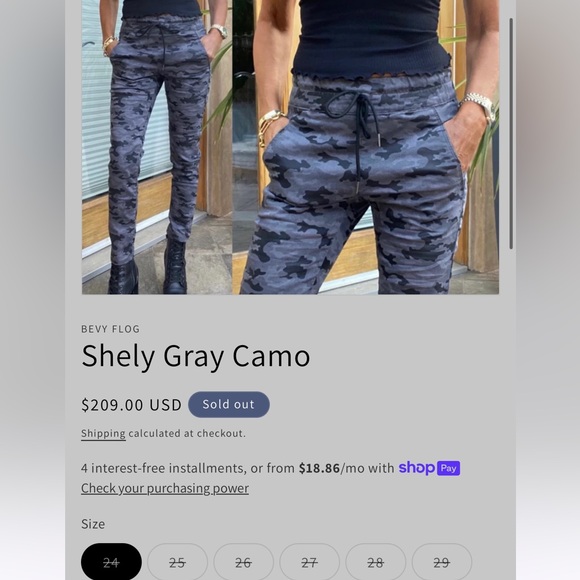 BEVY FLOG Shely Camo Joggers Black & Grey Flog Drawstring Joggers Size 24 - Picture 7 of 8